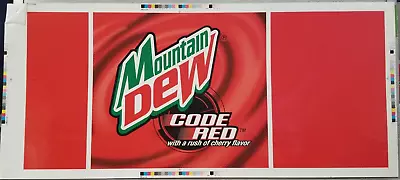 Mountain Dew Code Red Label Advertising Art Work Bottle Offset Three Part 2018 • $19.95