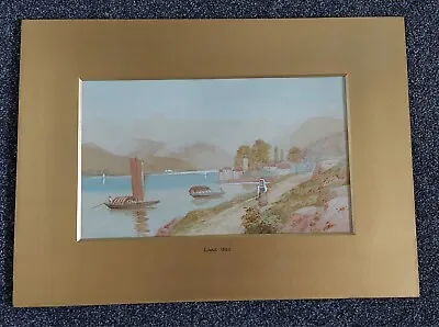 Pair Robert Hollands Walker Watercolours Lake Iseo & Como Italy Gilt Matted • £60