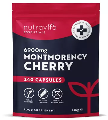 Montmorency Cherry 6900mg | 240 Capsules | Tart Cherry Extract | Vegan Made UK • £8.84