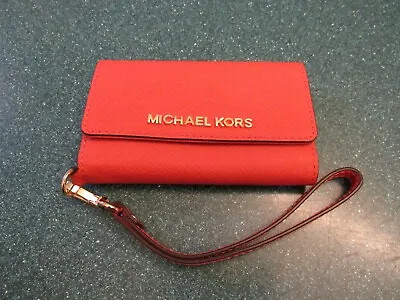  Michael Kors Saffiano Leather Phone Wristlet Case- Orange NWT • $24.99