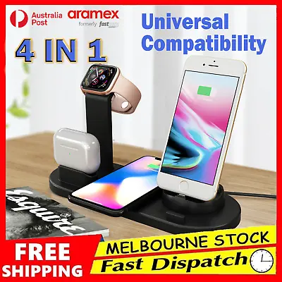 $25.95 • Buy 4 In 1 Wireless Charger Dock Charging Station For Apple Watch IPhone 12 11 XS 8+