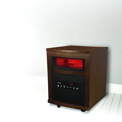 New 4 Element Quartz W/Wood Cabinet Large Room Infrared Heater Includes Remote • $90.95