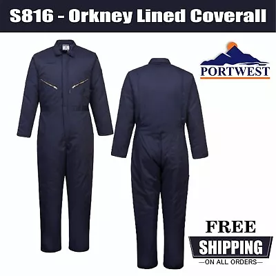 Portwest Orkney Coverall Padded Thermal Quilt-lined Winter Work Boilersuit #S816 • £9.99