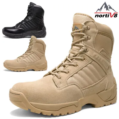 NORTIV8 Men's Military Tactical Work Boots Side Zipper Hiking Combat Boots Shoes • $63.94