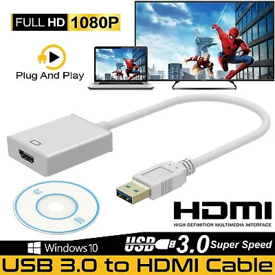 £8.99 • Buy USB 3.0/2.0 To HDMI 1080P Audio Video Adaptor Converter Cable For PC Laptop HDTV