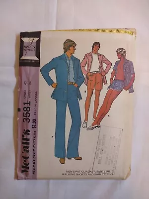 Vintage McCall's Sewing Pattern #3581 Men's Shorts Pants Jacket Swim Trunks  • $13.99