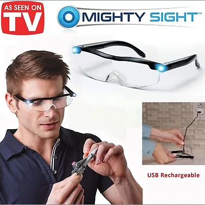 160% Mighty Sight Led Magnifying Eyewear Glasses With Rechargeable LED Lights • $9.99