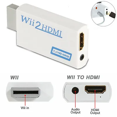 £4.79 • Buy Wii Input To HDMI 1080P HD Audio Output Converter Adapter 3.5mm Jack 
