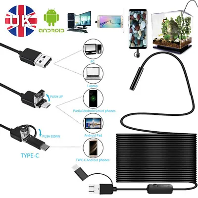 £6.56 • Buy Waterproof USB Endoscope Borescope Snake Inspection Camera Android Mobile Phone