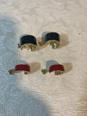 Monet Clip On Earrings  Red And Blue Sets Hoop Gold Tone  Costume Jewelry • $9.99