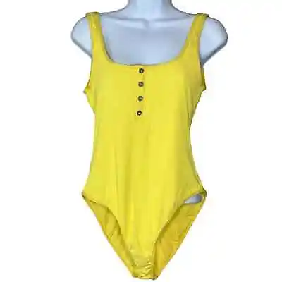 L*Space Float On Classic Ribbed One Piece Classic Swimsuit Yellow Women's 6 NWT • $59.97