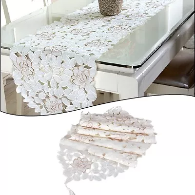 Graceful White Lace Table Runner Vintage Embroidered Doilies Mat For Home Decor • $6.88