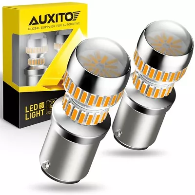 2X AUXITO 1157 LED Turn Signal Brake Reverse Parking Light Bulb 3000K Yellow • $26.96