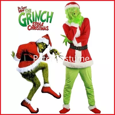 Adults The Grinch Costume Xmas Party Cosplay Christmas Santa Claus Fancy Outfits • $22.99