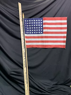 Vintage 12  X 17  48-Star U.S. American Flag - 1945-53 Stick With Spear • $29