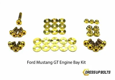 Dress Up Bolts For Mustang GT 5.0L 2015-2017 Titanium Full Engine Bay Kit Gold • $203.49