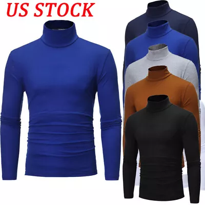 $11.84 • Buy US Men Turtleneck Pullover Top Long Sleeve Jumper Shirt Casual Slim Fit T-Shirt