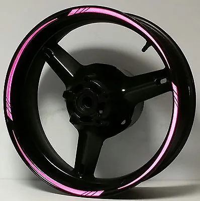 HOT Or SOFT PINK REFLECTIVE MOTORCYCLE RIM STRIPES WHEEL DECALS TAPE STICKERS 17 • $25.97