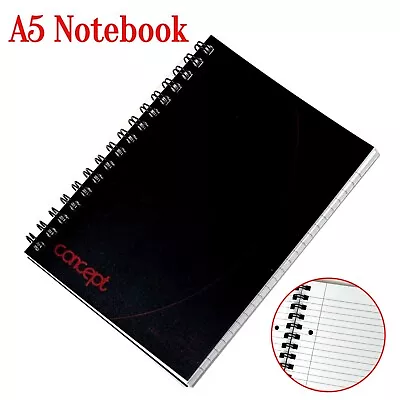 A5 Notebook Lined Ruled Pages Spiral Journal Note Book Writing Jotter Notepad • £4.49