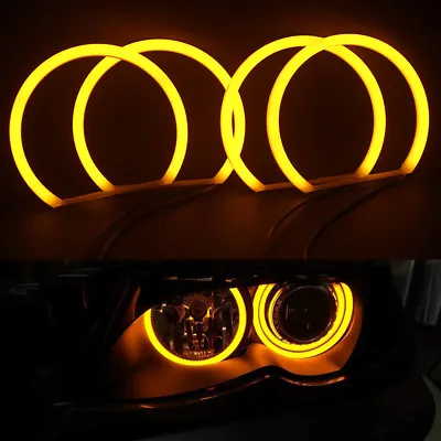 4X131MM Yellow Halo Ring Cotton Light SMD LED Angel Eyes For BMW E36 E38 E39 E46 • $48