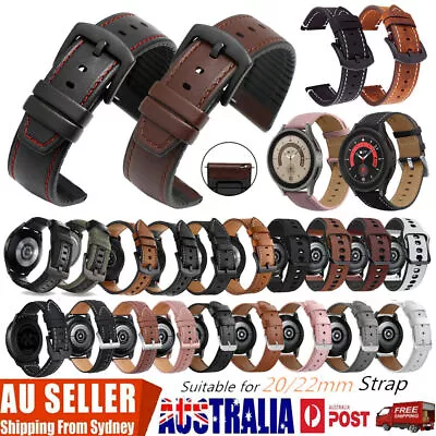 For Samsung Galaxy Watch 5 4 3 41/45/42/46mm Active 2 40 44mm Leather Band Strap • $5.99