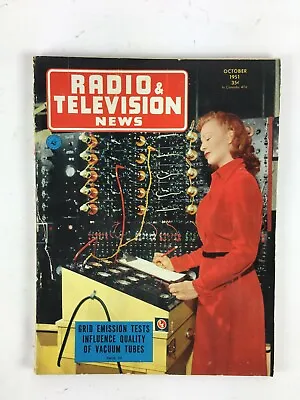 $13.99 • Buy October 1951 Radio Television News Magazine Grid Emission Tests Vacuum Tubes