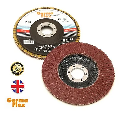 125mm 5  FLAP DISCS Germa Flex SANDING DISC Grit 40 60 80 100 120 / Pack Of 5 / • £9.49