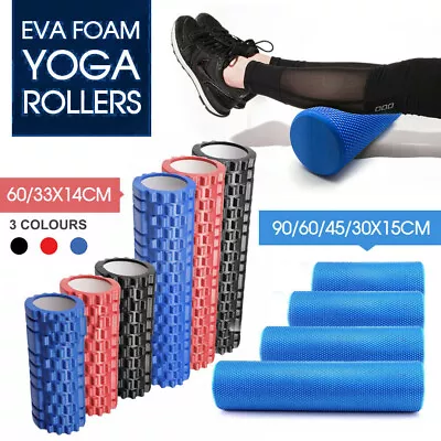 30/45/60/90CM EVA Foam Yoga Roller Physio Gym Back Training Exercise Massage • $30.99