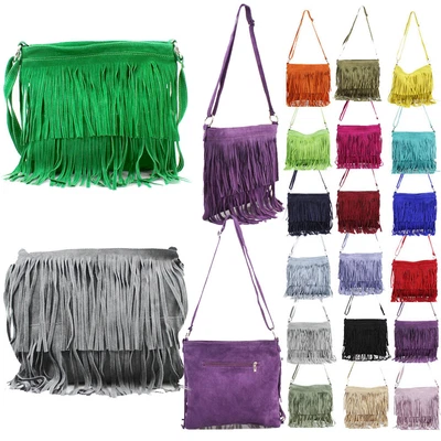 £26.99 • Buy Womens Ladies Tassel Fringed Suede Leather Handbag Crossbody Shoulder Bag