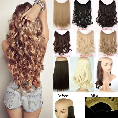 $6.09 • Buy Hidden Invisible Wire Hairpiece Secret One Piece Hair Extensions Headband Curly
