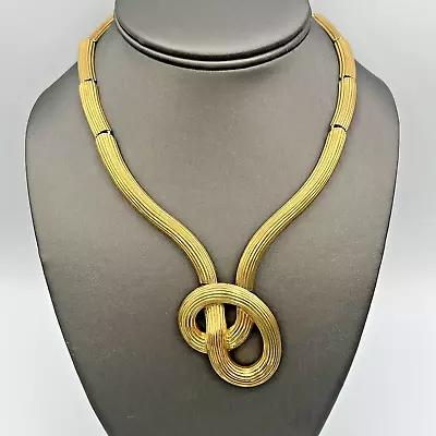 Vintage MONET Necklace Chunky Link Statement Modernist Necklace Gold Tone 16  • $46.95