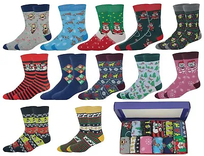 Different Touch Men 12 Pairs Novelty  Christmas Holiday Socks With Gift Box • $24.99