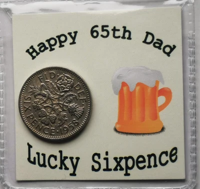 £2.99 • Buy 65th Dad Birthday Sixpence Gift *1958 Coin For 2023* - *Cream Beer Design*