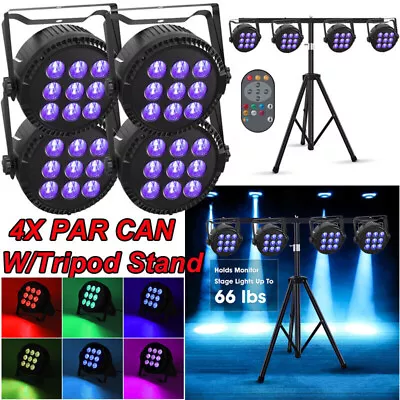 4pcs Beam 135W 9LED Par Can Light RGBW Stage Lighting DMX DJ Disco Uplight Party • $85.49
