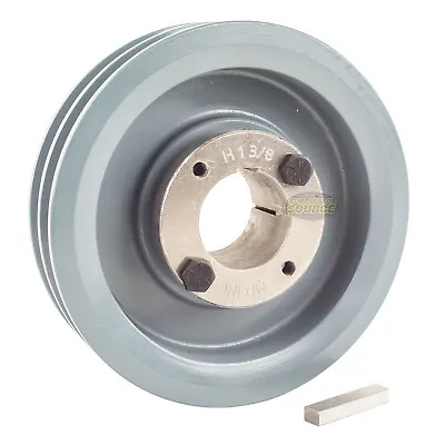 Cast Iron 5.5  2 Groove Dual Belt A Section 4L Pulley With 1-3/8  Sheave Bushing • $56.95