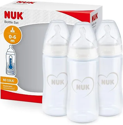 NUK First Choice+ Baby Bottles Set 0m+ Temperature Control 300ml - 3 Pack • £16.49