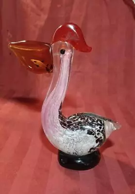 Murano Style Hand Blown Pelican Art Glass Figurine With Fish In Mouth 7  • $24.97