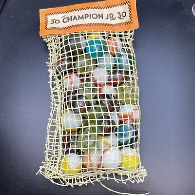 EHTF 30 Piece Peltier Champion Jr Mesh Marble Bag Vintage Marbles • $124.95