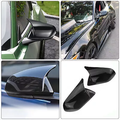 For 2015~21 Ford Mustang Glossy Black Horn Style Rearview Side Mirror Cover Caps • $27.98
