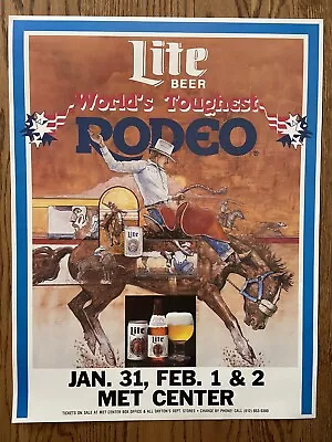 Miller Lite Beer World’s Toughest Rodeo Vintage Poster Met Center Bloomington MN • $9.97