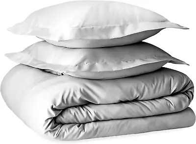 Cotton Sateen Single-Duvet-Cover-Sets White 100% Cotton Bedding Sets Quilt Cover • £23.44