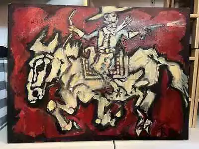 Original Painting Tom Russell Folk Art Isadore Gonzalez Cowboy Horse Gun Mexican • $3000