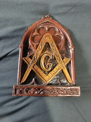 Vintage Rare Wood Freemason Masonic G Compass Bookend Desk Mantle QTY 1 • $79.98