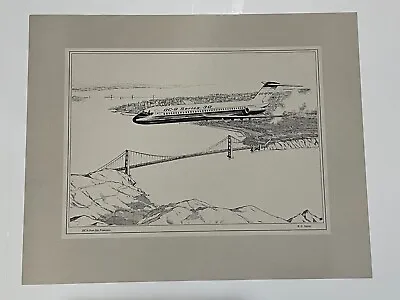 R.G Smith  DC-9 Over San Francisco  Lithograph Print 15  X 11  (Image) • $49.99