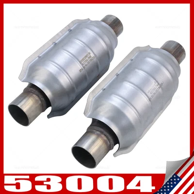 $56.99 • Buy 53004 Universal High-Flow Catalytic Converter Round 2  In/Out EPA Compliant 2PCS