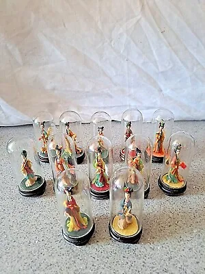 Japanese Geisha Miniature Figures In A Glass Dome X12 Rare Complete Set • £99.99