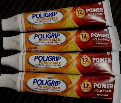 4X Poligrip Power Max Denture Adhesive Cream 2.2 Oz. Each Exp 2025+ NEW W/o Box • $24.99