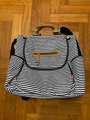 Skip Hop Nappy Backpack - Black And White Stripe • $30