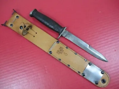 Post-WWII Kutmaster US M3 Style Fighting Knife W/Repro M6 Leather Scabbard  NICE • $105.99