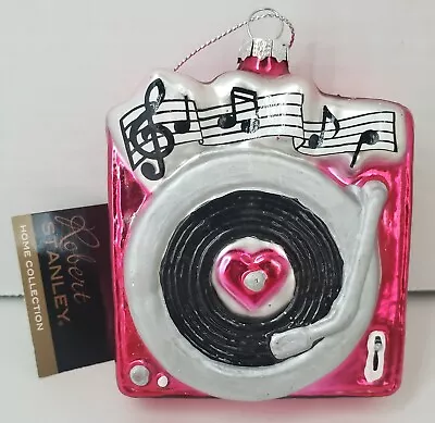 Robert Stanley Christmas Ornament Vintage Pink Record Player Music Notes Tag • $12.95